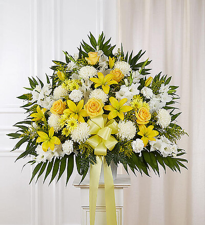 Heartfelt Sympathies&amp;trade; Standing Basket- Yellow