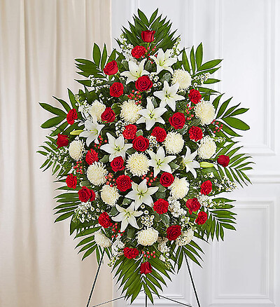 Red &amp;amp; White Sympathy Standing Spray